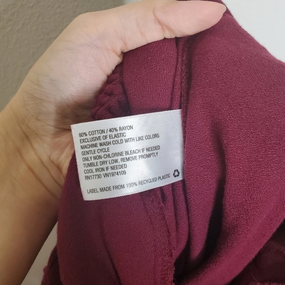 Wild Fable Maroon Berry Button Front Tie Back Flare Wide Leg Jumpsuit - Picture 10 of 10